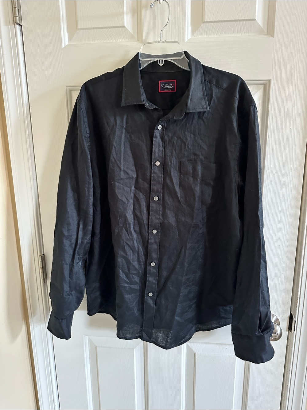 UNTUCKit Vin Santo Black 100% Linen Long Sleeve Button Down Shirt XL